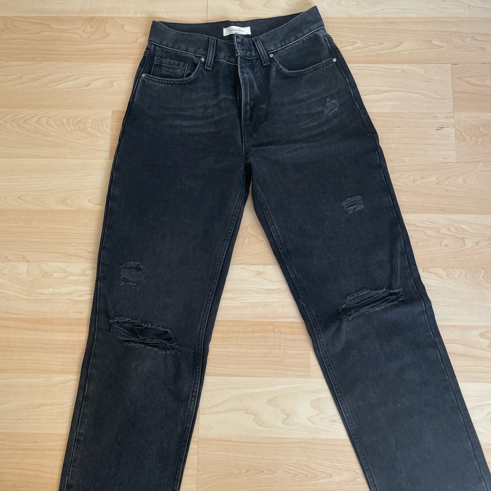 Anine bing straight leg black jeans
